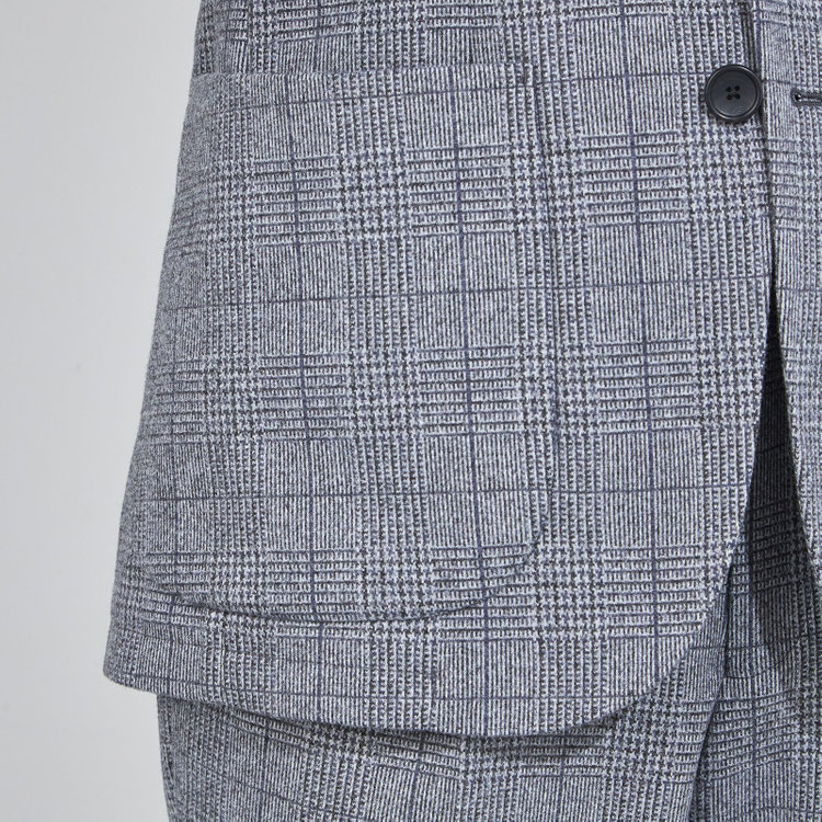 シルバーライン 【5DAYS CLOSET】【RBC】【秋冬】2釦ジャケット/ブルーグレー×チェック/パッチポケット 青中間