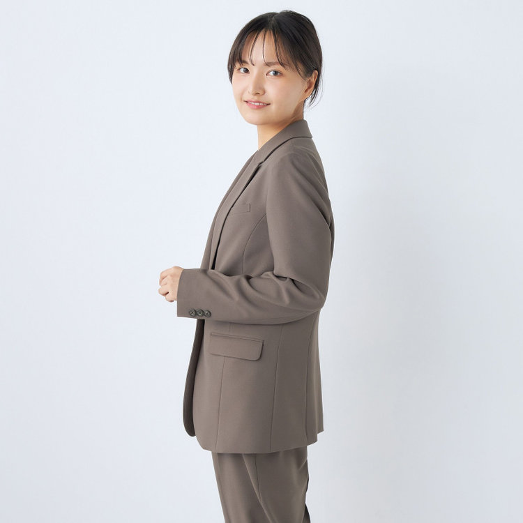 シルバーライン 【SL】【年間】1釦シングルパンツスーツ/ブラウン/パンツウエストシャーリング/ウォッシャブル/※パンツ裾上げ済仕様 茶中間