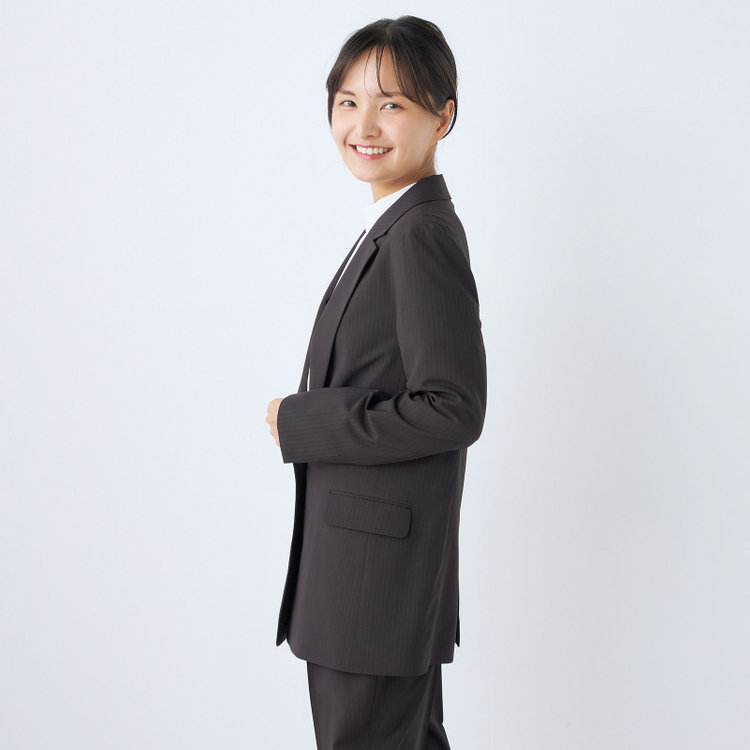 シルバーライン 【SL】【年間】1釦シングルパンツスーツ/ダークグレー×シャドーストライプ/ウォッシャブル/4S/TRABEST/※パンツ裾上げ済仕様 グレー濃色