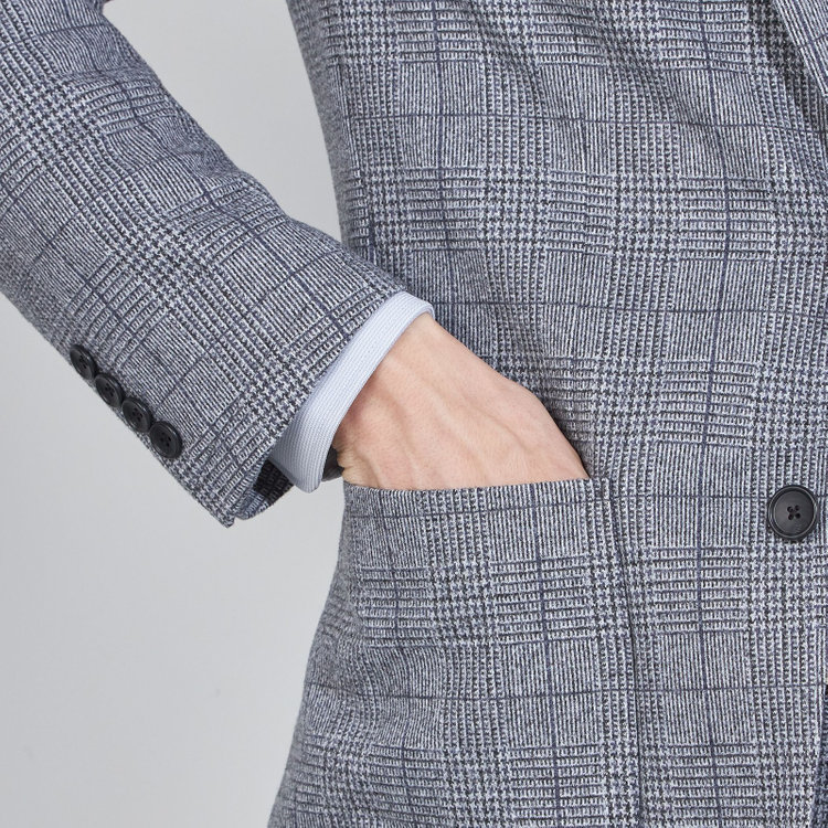 シルバーライン 【5DAYS CLOSET】【RBC】【秋冬】2釦ジャケット/ブルーグレー×チェック/パッチポケット 青中間