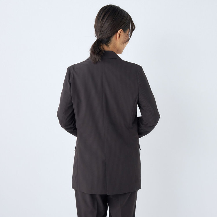 シルバーライン 【SL】【年間】1釦シングルパンツスーツ/ダークグレー×シャドーストライプ/ウォッシャブル/4S/TRABEST/※パンツ裾上げ済仕様 グレー濃色