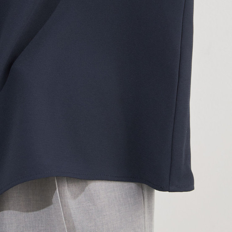 シルバーライン 【SILVER LINE/7分袖】配色ボウタイプルオーバー/ネイビー+ホワイト/「ウォッシャブル」「ストレッチ」「防シワ」「UV加工」「静電気防止」 紺中間