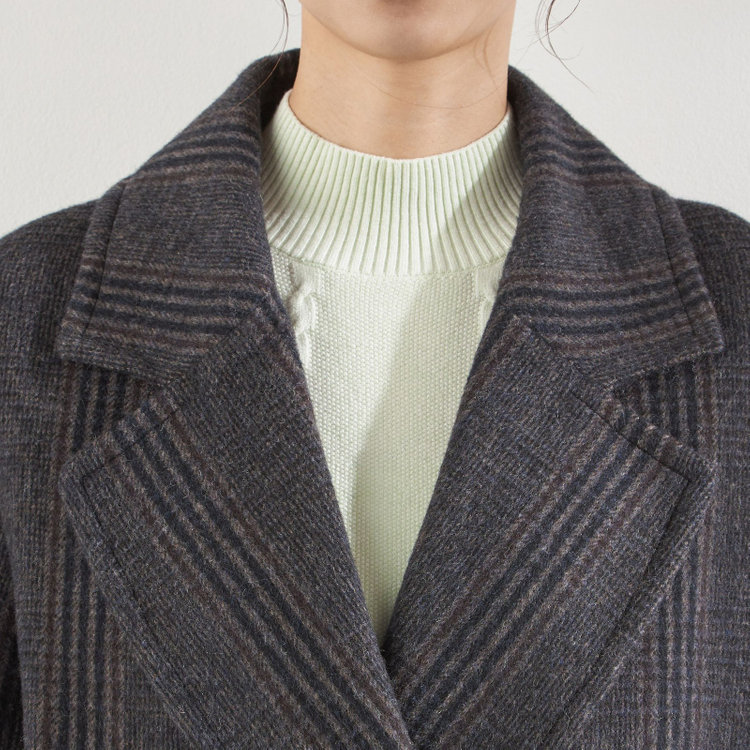 ブラックライン ダブルブレストロングチェスターコート/ネイビー＆ブラウン 紺中間