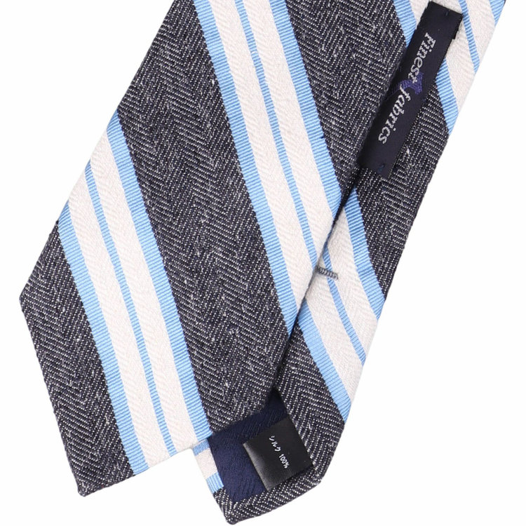 ブラックライン 【WEB限定/OUTLET】【発送在庫あり】【SL】シルクストライプネクタイ 8.0cm幅/ネイビー×ブルー＆ホワイト/Finest fabrics by COMO ITALY ネイビー系(紺)