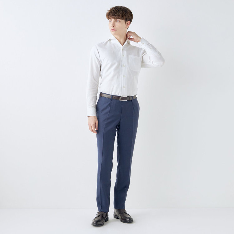シルバーライン 【CLASSICO TAPERED】【春夏】ウール 1タックテーパードパンツ/ネイビー/ウエストムーブ/※裾上げ必要 紺中間