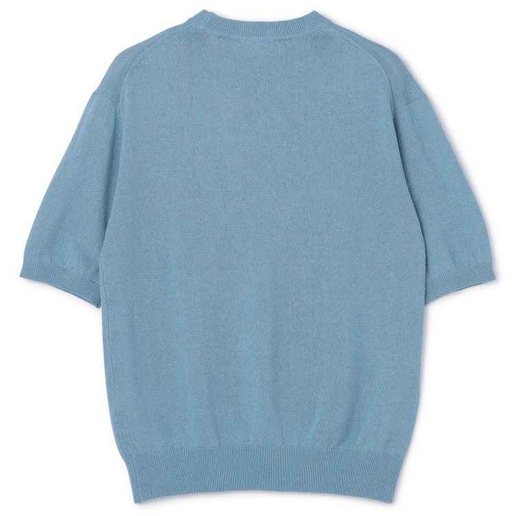 スーツセレクト 【RBC】【半袖】和紙コットンブレンドクルーネックニットシャツ/ブルー 青中間