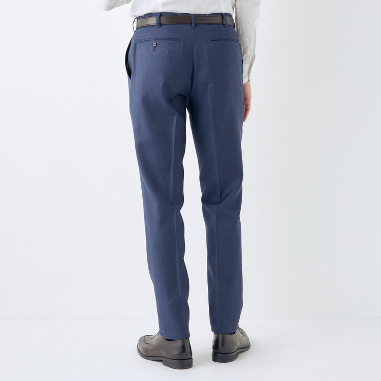 シルバーライン 【CLASSICO TAPERED】【春夏】ウール 1タックテーパードパンツ/ネイビー/ウエストムーブ/※裾上げ必要 紺中間