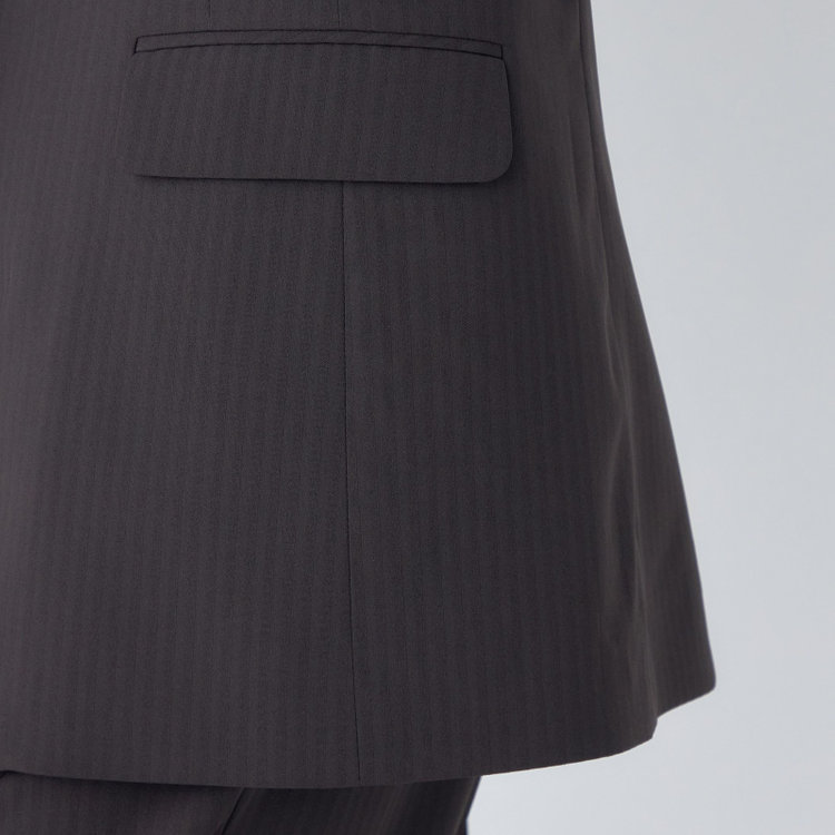 シルバーライン 【SL】【年間】1釦シングルパンツスーツ/ダークグレー×シャドーストライプ/ウォッシャブル/4S/TRABEST/※パンツ裾上げ済仕様 グレー濃色