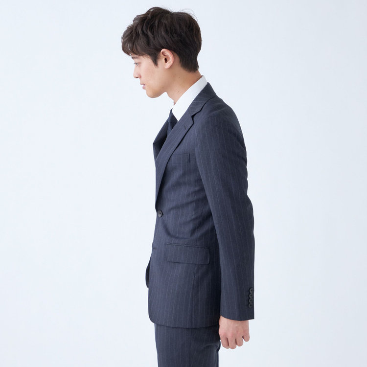 シルバーライン 【発送在庫あり】【CLASSICO TAPERED】【秋冬】2釦シングルスーツ 1タック/ネイビー×ストライプ/REDA ACTIVE/NEW ZEALAND MERINO/SHOWER CLEAN/※裾上げ必要 紺濃色