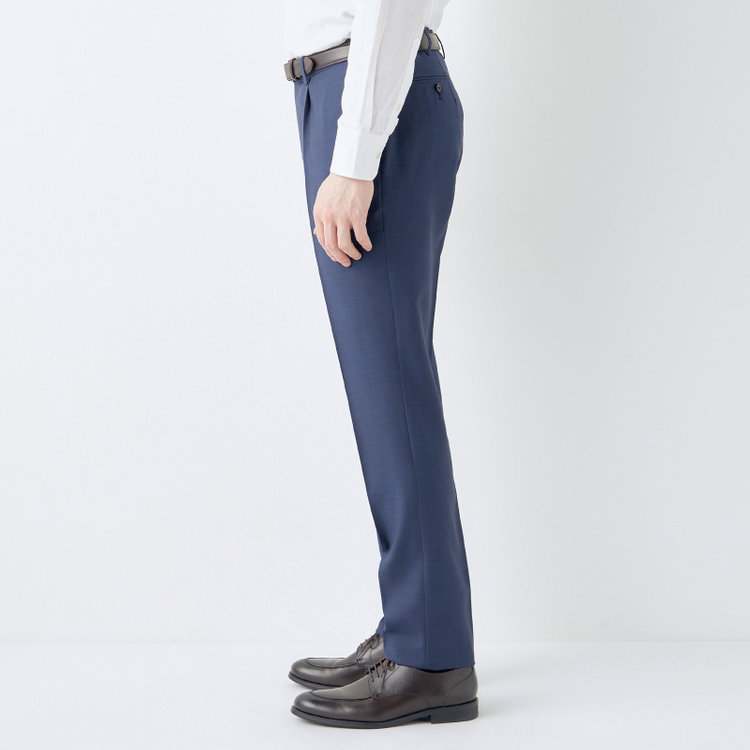 シルバーライン 【CLASSICO TAPERED】【春夏】ウール 1タックテーパードパンツ/ネイビー/ウエストムーブ/※裾上げ必要 紺中間