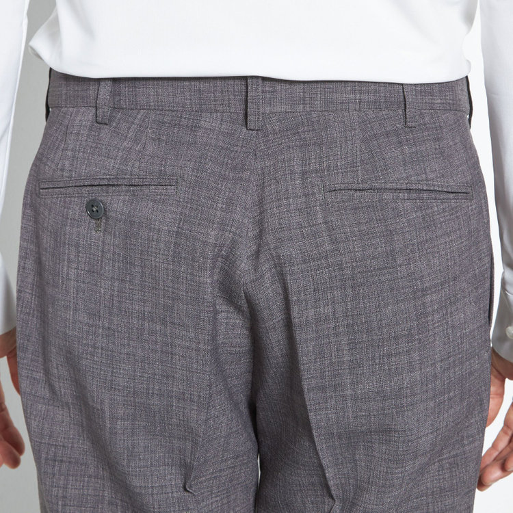 ブラックライン 【SLIM TAPERED】【春夏】0タックテーパードパンツ/グレー×スラブ/ウエストムーブ/4S SUSTAINABILITY&ECOLOGY FABRIC「ウォッシャブル」「ストレッチ」/※裾直し必要 グレー中間