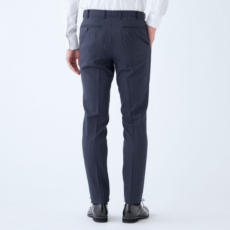 シルバーライン 【発送在庫あり】【CLASSICO TAPERED】【秋冬】2釦シングルスーツ 1タック/ネイビー×ストライプ/REDA ACTIVE/NEW ZEALAND MERINO/SHOWER CLEAN/※裾上げ必要 紺濃色