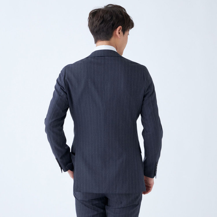シルバーライン 【発送在庫あり】【CLASSICO TAPERED】【秋冬】2釦シングルスーツ 1タック/ネイビー×ストライプ/REDA ACTIVE/NEW ZEALAND MERINO/SHOWER CLEAN/※裾上げ必要 紺濃色