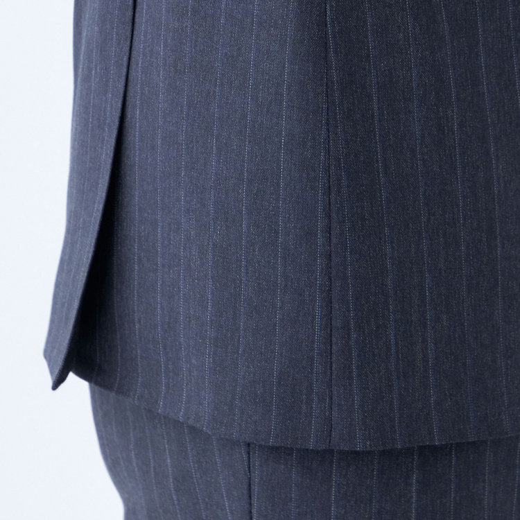シルバーライン 【発送在庫あり】【CLASSICO TAPERED】【秋冬】2釦シングルスーツ 1タック/ネイビー×ストライプ/REDA ACTIVE/NEW ZEALAND MERINO/SHOWER CLEAN/※裾上げ必要 紺濃色