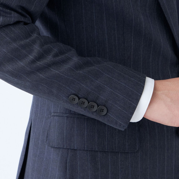 シルバーライン 【発送在庫あり】【CLASSICO TAPERED】【秋冬】2釦シングルスーツ 1タック/ネイビー×ストライプ/REDA ACTIVE/NEW ZEALAND MERINO/SHOWER CLEAN/※裾上げ必要 紺濃色
