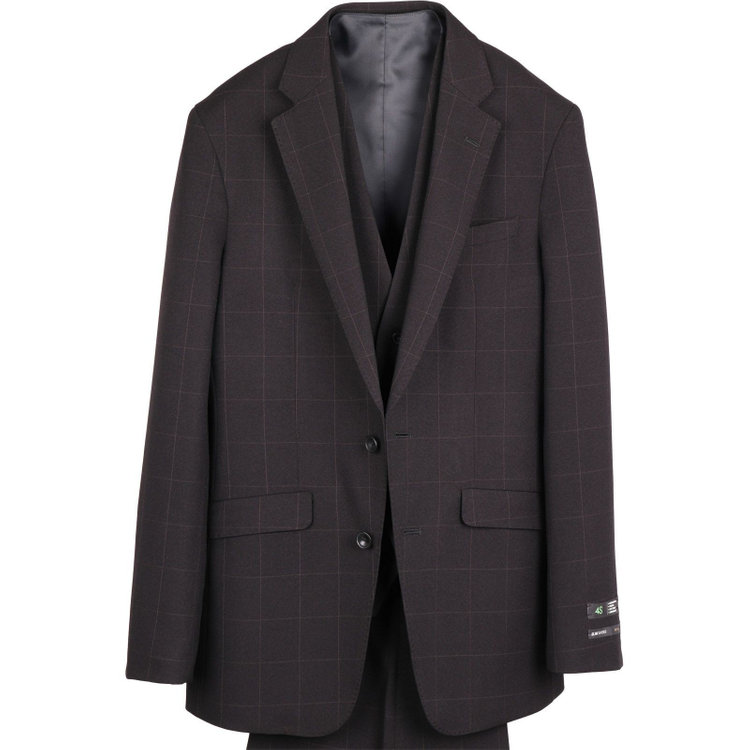 スーツセレクト 【WEB限定/OUTLET】【SLIM TAPERED_2】【年間】2釦シングルスリーピーススーツ 0タック/ブラック×ウィンドペン/4S SUSTAINABILITY&ECOLOGY FABRIC/※パンツ裾上げ済仕様 ブラック系(黒)