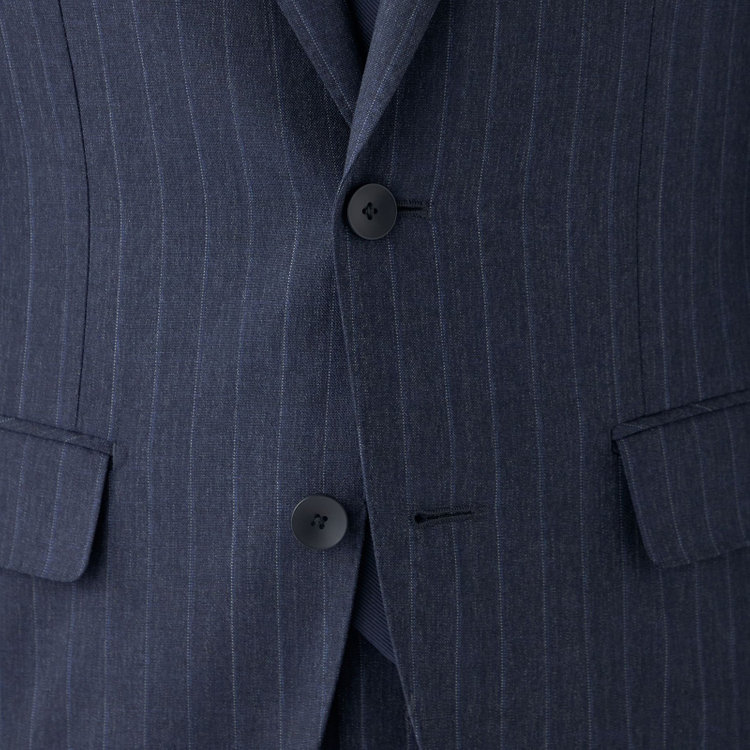 シルバーライン 【発送在庫あり】【CLASSICO TAPERED】【秋冬】2釦シングルスーツ 1タック/ネイビー×ストライプ/REDA ACTIVE/NEW ZEALAND MERINO/SHOWER CLEAN/※裾上げ必要 紺濃色