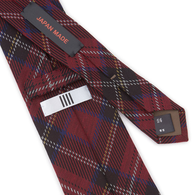 シルバーライン 【SL】シルクコットンチェックネクタイ 8.5cm幅/ワイン/JAPAN MADE その他