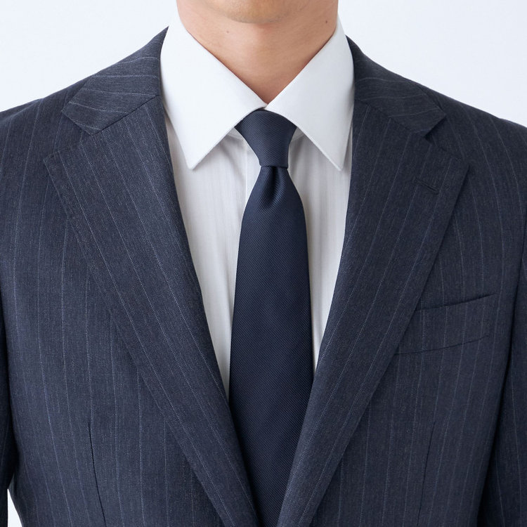 シルバーライン 【発送在庫あり】【CLASSICO TAPERED】【秋冬】2釦シングルスーツ 1タック/ネイビー×ストライプ/REDA ACTIVE/NEW ZEALAND MERINO/SHOWER CLEAN/※裾上げ必要 紺濃色