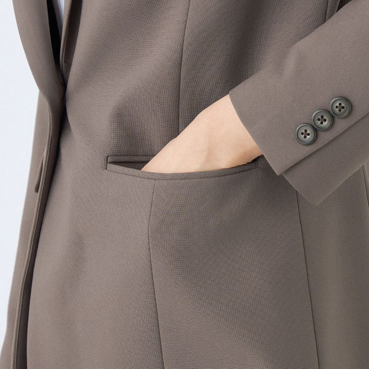 シルバーライン 【SL】【年間】1釦シングルパンツスーツ/ブラウン/パンツウエストシャーリング/ウォッシャブル/※パンツ裾上げ済仕様 茶中間