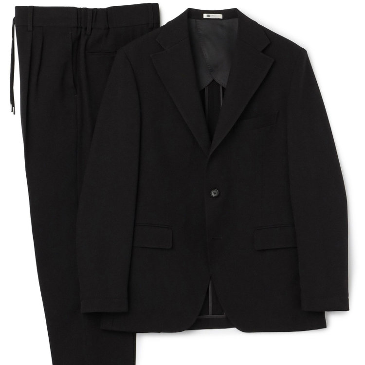 シルバーライン 【RBC】【秋冬】3釦段返りシングルスーツ 2タック/ブラック/ドローコード&ウエストシャーリング/※パンツ裾上げ済仕様 黒