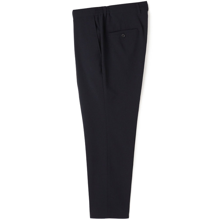 【BLACK LINE】【春夏】0タックテーパードパンツ/ネイビー/ドローコード/ウエストシャーリング/※裾上げ済仕様