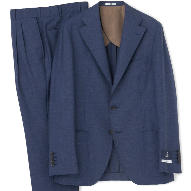 シルバーライン 【CLASSICO TAPERED】【春夏】3釦段返りシングルスーツ 2タック/ネイビー/パッチポケット/ウエストムーブ仕様/MARZOTTO/※パンツ裾直し必要 紺淡色