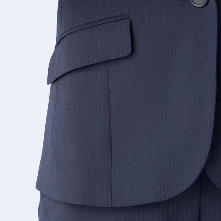 スーツセレクト 【SUIT SELECT×Samantha Thavasa】【年間】1釦ジャケット/ネイビー×ストライプ/4S/マシンウォシャブル 紺中間