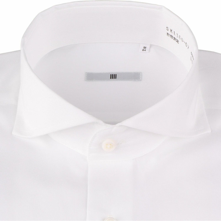 SUIT SELECT　アウトレット 【WEB限定/OUTLET/汚れ・変色・キズ等有】【SL-4】【形態安定】ホリゾンタルワイドカラードレスワイシャツ/ホワイト×ソリッド 白