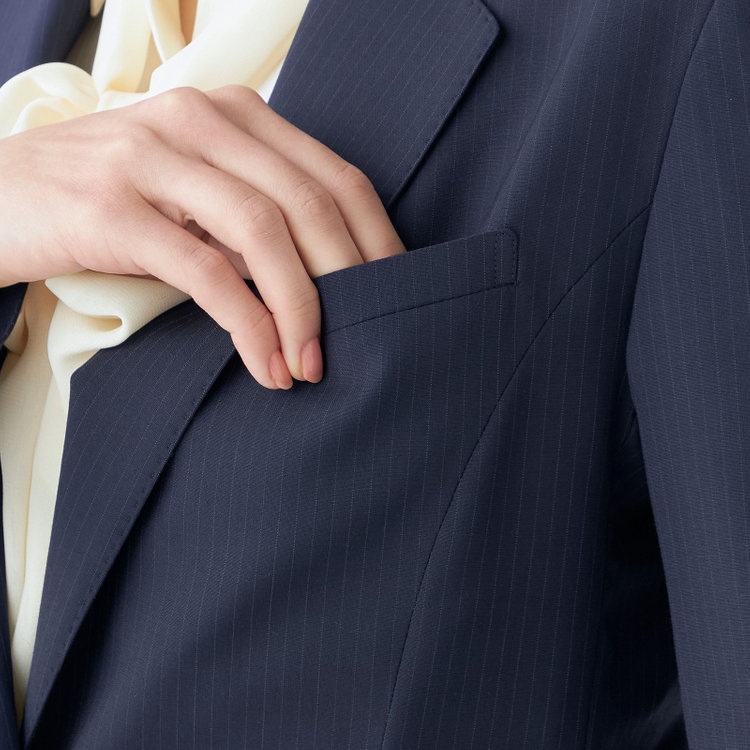 スーツセレクト 【SUIT SELECT×Samantha Thavasa】【年間】1釦ジャケット/ネイビー×ストライプ/4S/マシンウォシャブル 紺中間