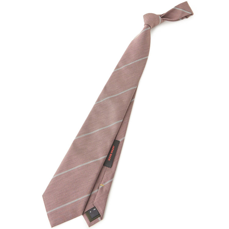 シルバーライン 【SILVER LINE】シルクストライプネクタイ 9.0cm幅/ピンク×グレー/JAPAN MADE その他