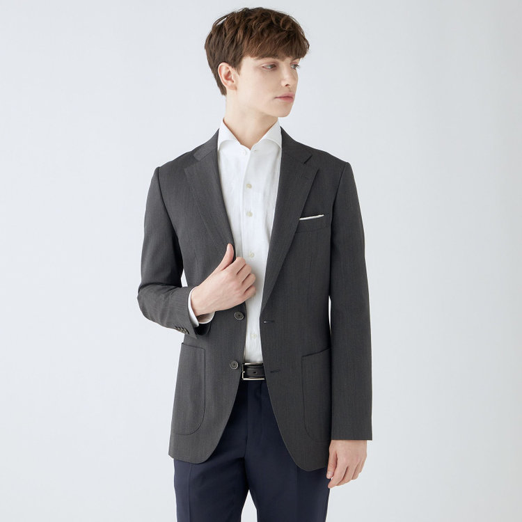 シルバーライン 【4S CROSS】【年間】セットアップジャケット/グレー×カルゼ/パッチポケット グレー中間