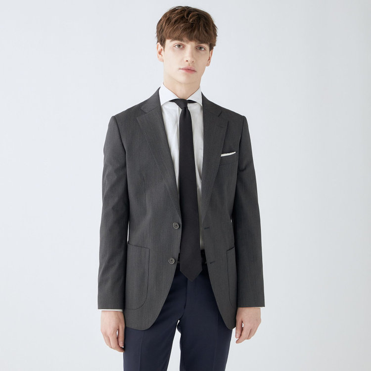 シルバーライン 【4S CROSS】【年間】セットアップジャケット/グレー×カルゼ/パッチポケット グレー中間