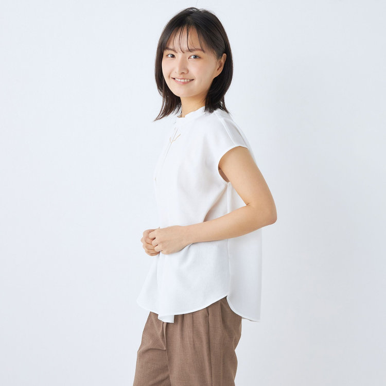 SUIT SELECT　アウトレット 【WEB限定/OUTLET/汚れ・キズ等有】 【SL】アクセ付きフレンチ袖/ホワイト 白