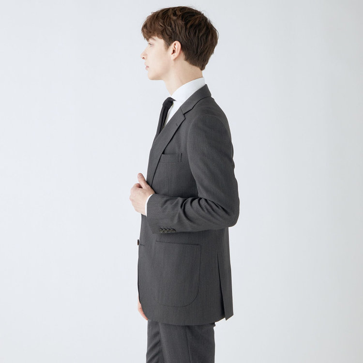 シルバーライン 【4S CROSS】【年間】セットアップジャケット/グレー×カルゼ/パッチポケット グレー中間