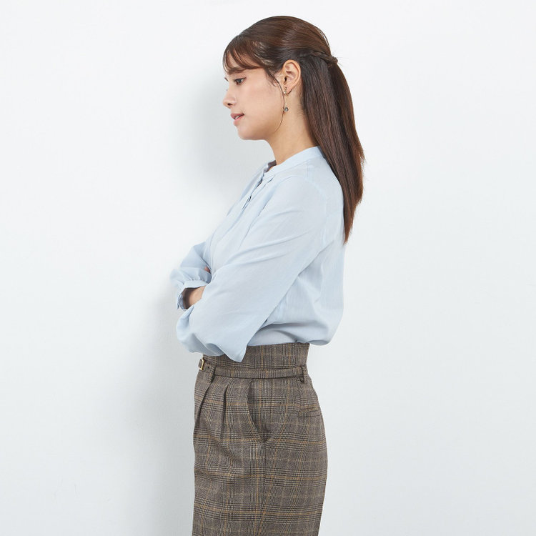 シルバーライン 【SL/長袖】バンドカラー比翼仕様/ブルー/「ストレッチ」「通気性」「吸水・速乾」 青中間