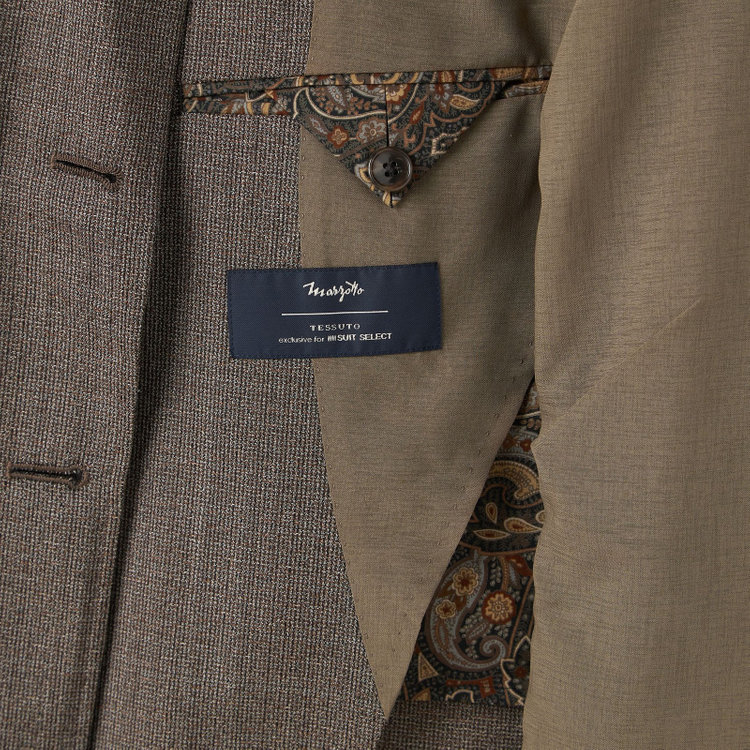シルバーライン 【CLASSICO TAPERED】【春夏】3釦段返りシングルスーツ 2タック/ブラウン/パッチポケット/ウエストムーブ/MARZOTTO/※裾上げ必要 茶中間