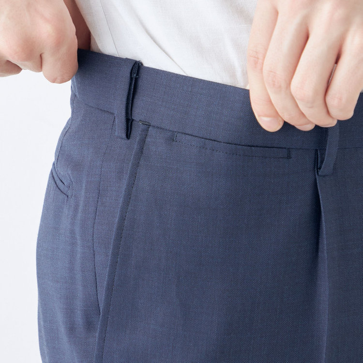 シルバーライン 【CLASSICO TAPERED】【春夏】ウール 1タックテーパードパンツ/ネイビー/ウエストムーブ/※裾上げ必要 紺中間