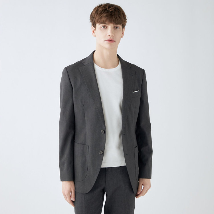 シルバーライン 【4S CROSS】【年間】セットアップジャケット/グレー×カルゼ/パッチポケット グレー中間