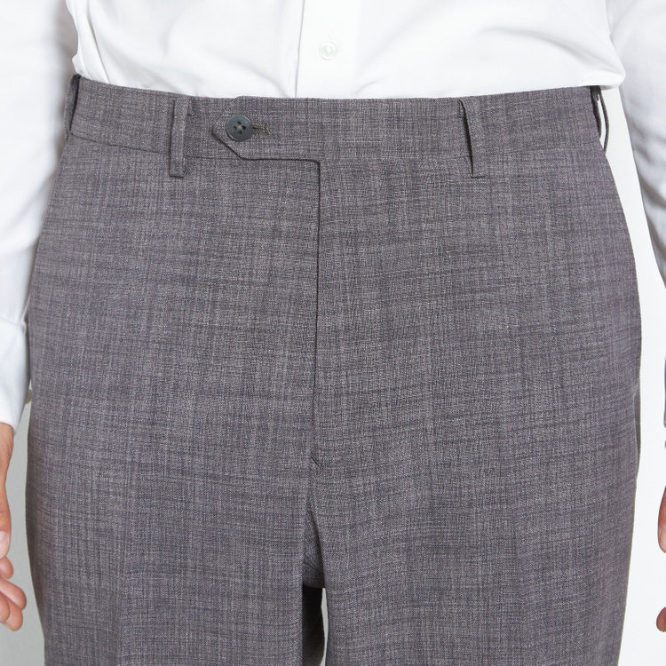 ブラックライン 【SLIM TAPERED】【春夏】0タックテーパードパンツ/グレー×スラブ/ウエストムーブ/4S SUSTAINABILITY&ECOLOGY FABRIC「ウォッシャブル」「ストレッチ」/※裾直し必要 グレー中間