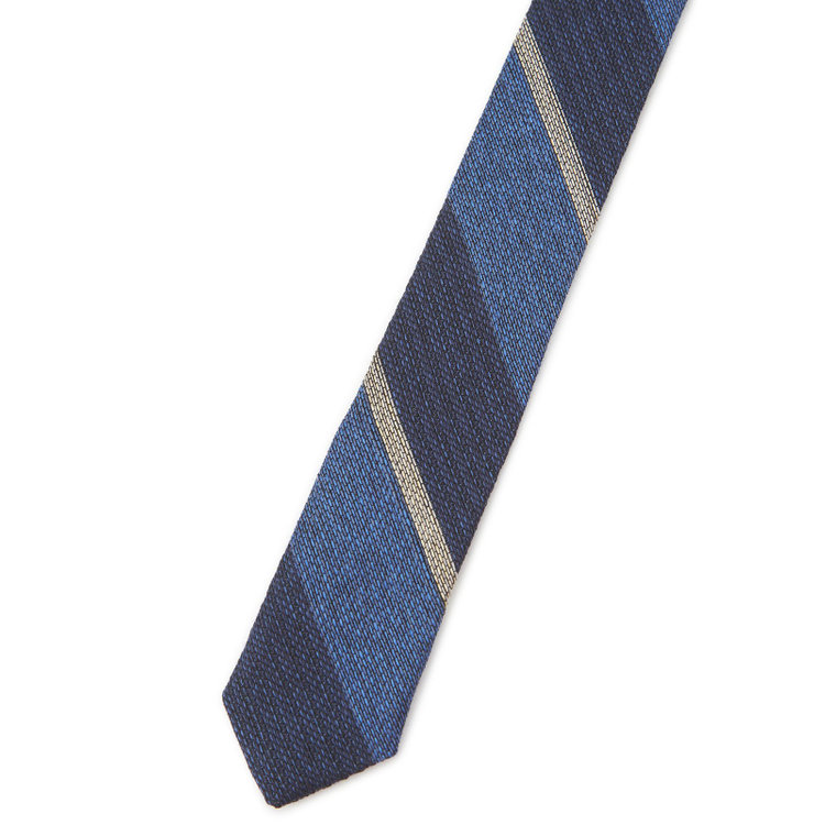 シルバーライン 【発送在庫あり】【SILVER LINE】コットンウールシルクストライプネクタイ 8.5cm幅/ネイビー/ITALIAN FABRICS その他