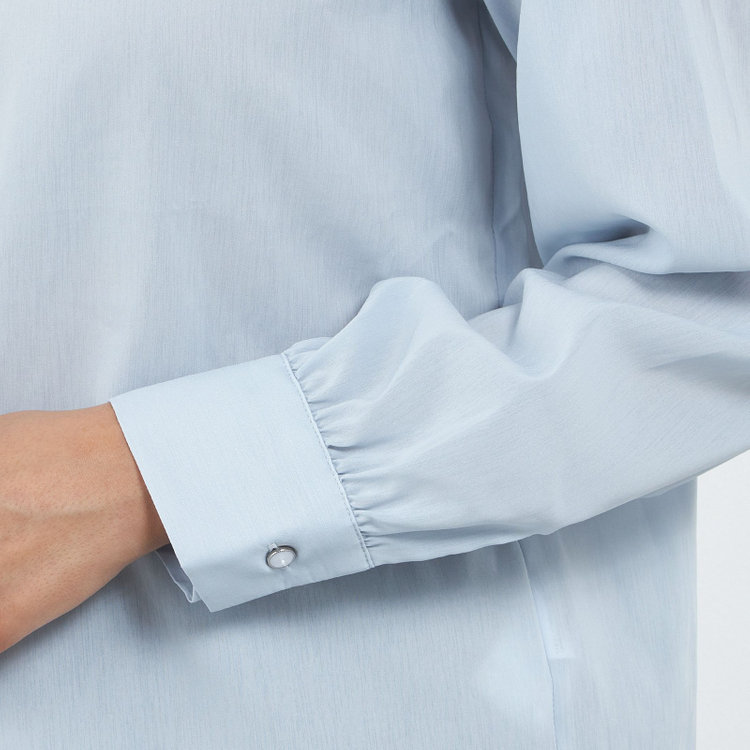 シルバーライン 【SL/長袖】バンドカラー比翼仕様/ブルー/「ストレッチ」「通気性」「吸水・速乾」 青中間