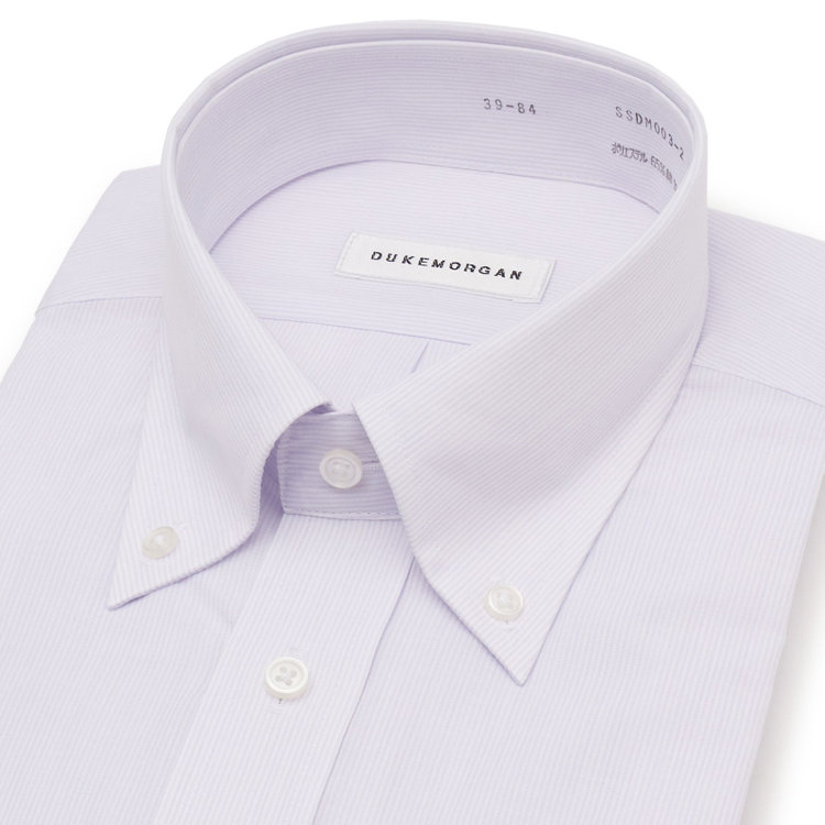 ソノタ 【発送在庫あり】 【形態安定】ボタンダウンワイシャツ/ホワイト×パープルストライプ 紫中間
