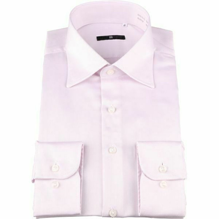 SUIT SELECT　アウトレット 【WEB限定/OUTLET/汚れ・キズ等有】【BL-3】【形態安定】ワイドカラードレスワイシャツ/ピンク×ドビー 赤淡色