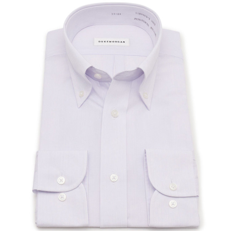 ソノタ 【発送在庫あり】 【形態安定】ボタンダウンワイシャツ/ホワイト×パープルストライプ 紫中間