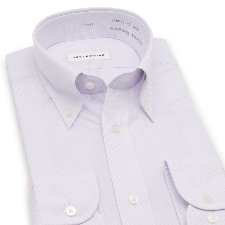 ソノタ 【発送在庫あり】 【形態安定】ボタンダウンワイシャツ/ホワイト×パープルストライプ 紫中間