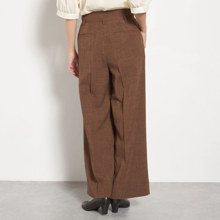 シルバーライン 【RELAX WIDE】【年間】 ダブルジャケットワイドパンツスーツ/ブラウン/4S SUSTAINABILITY&ECOLOGY FABRIC/※パンツ裾上げ済仕様 茶中間