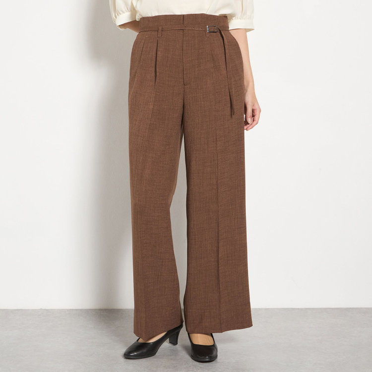 シルバーライン 【RELAX WIDE】【年間】 ダブルジャケットワイドパンツスーツ/ブラウン/4S SUSTAINABILITY&ECOLOGY FABRIC/※パンツ裾上げ済仕様 茶中間