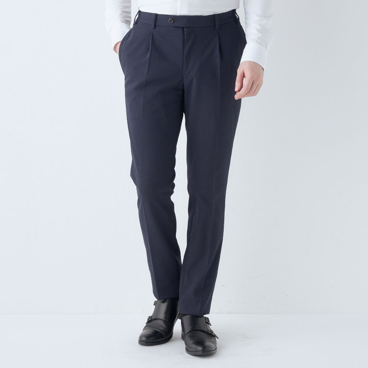シルバーライン 【CLASSICO TAPERED】【春夏】1タックテーパードパンツ/ネイビー/ウエストシャーリング/RIRANCHA/裾上げ済仕様 紺中間