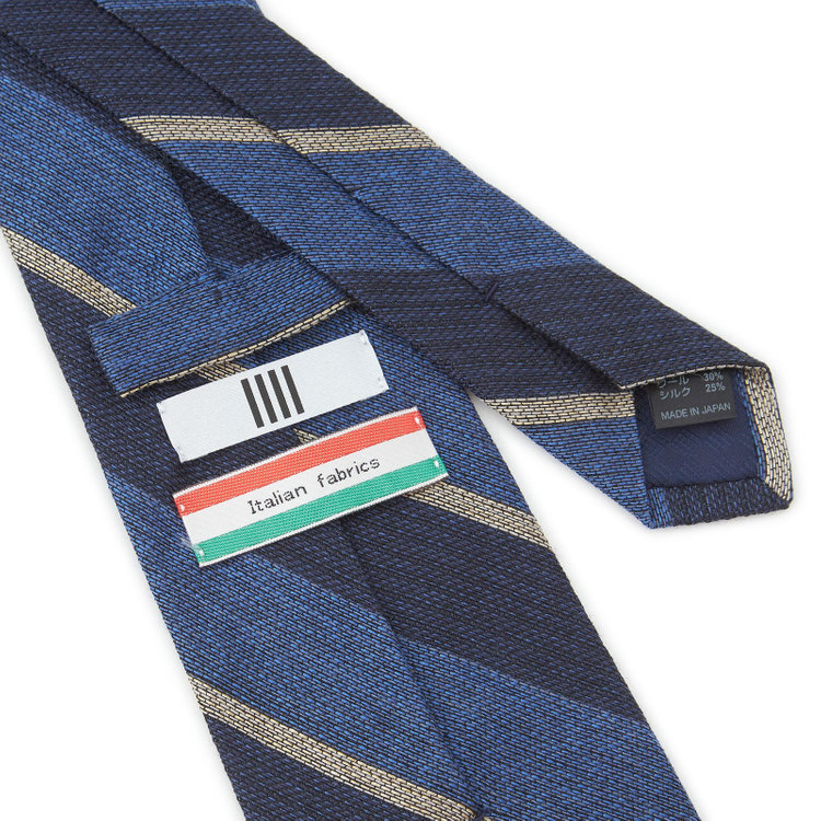 シルバーライン 【発送在庫あり】【SILVER LINE】コットンウールシルクストライプネクタイ 8.5cm幅/ネイビー/ITALIAN FABRICS その他